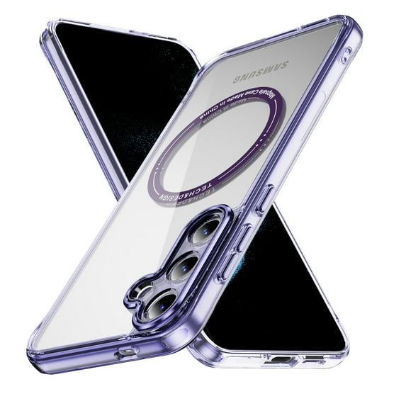 Dteck for Samsung Galaxy S25+ Case, Compatible with MagSafe, Anti-Yellowing Slim Shockproof Magnetic Phone Case for Samsung Galaxy S25 Plus 5G,Purple