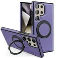thumbnail image 1 of Dteck for Samsung Galaxy S25 Case PU Leather Magnetic, Compatible with MagSafe Accessory Rotatable Ring Stand & Kickstand Phone Cover, Purple, 1 of 5