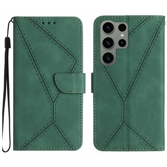 Dteck for Samsung Galaxy S25 Ultra Case, Shockproof PU Leather Kickstand Flip Card Slot Magnetic Closure Phone Cover, Green