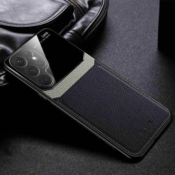 Dteck for Samsung Galaxy S25 Ultra Case, Shockproof Premium PU Leather Phone Cover Retro Full Protective Slim Fit Lightweight Case, Black