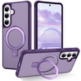 thumbnail image 1 of Dteck for Samsung Galaxy S26 Case, Compatible with MagSafe, Invisible Ring Stand, Shockproof Translucent Matte Back Protective Cover,Purple, 1 of 9