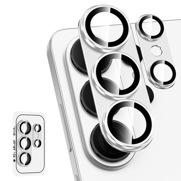 Dteck for Samsung Galaxy S26 Ultra Camera Lens Protector, Strong Adsorption Case-Friendly Metal Tempered Glass Rear Camera Screen Cover,Silver