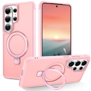 Dteck for Samsung Galaxy S26 Ultra Case, Compatible with MagSafe, Invisible Ring Stand, Shockproof Translucent Matte Back Protective Cover,Pink