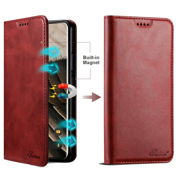 Dteck for Samsung Galaxy S9 Wallet Case, Folio Flip Magnetic Closure PU Leather Cover with Kickstand and Credit Card Slots,Red