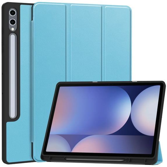 Dteck for Samsung Galaxy Tab S10+ Plus 12.4" 2024 Case, Protective Tri-Fold Cover and S Pen Holder, Auto Wake/Sleep, Light Blue