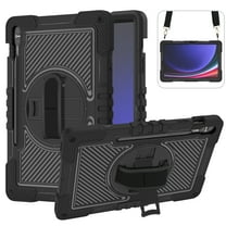 Dteck for Samsung Galaxy Tab S11 Case (2025), Heavy Duty Shockproof Protective Case with Rotating Stand Hand/Shoulder Strap,Black