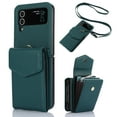 thumbnail image 1 of Dteck for Samsung Galaxy Z Flip 3 Wallet Case,Leather Case with 3 Accordion Card Slots and RFID Blocking Adjustable Crossbody Strap for Unisex,Green, 1 of 7