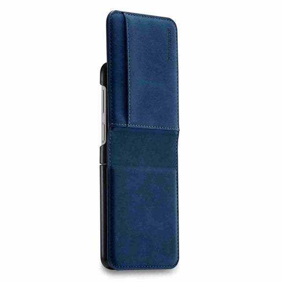 Dteck for Samsung Galaxy Z Flip 4 5G Case, Shockproof PU Leather Shell Ultra Slim Durable Card Holder Wallet Protective Phone Cover, Blue
