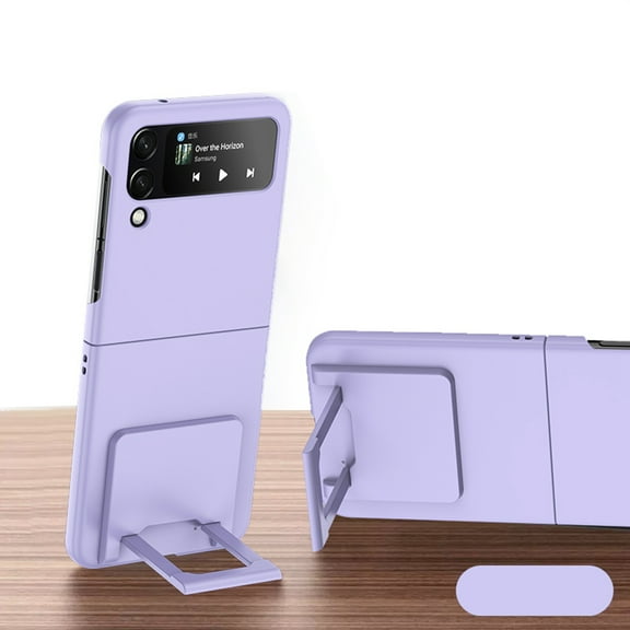 Dteck for Samsung Galaxy Z Flip 4 Case with Kickstand, Lightweight Silicone Hard PC Shockproof Cover for Samsung Galaxy Z Flip 4, Purple