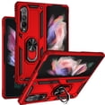 thumbnail image 1 of Dteck for Samsung Galaxy Z Fold 3 Case with Built in Metal Plate on Back Stand Ring [Kickstand Feature] Magnet Leather Phone Cover for Men 2021 (Red), 1 of 8