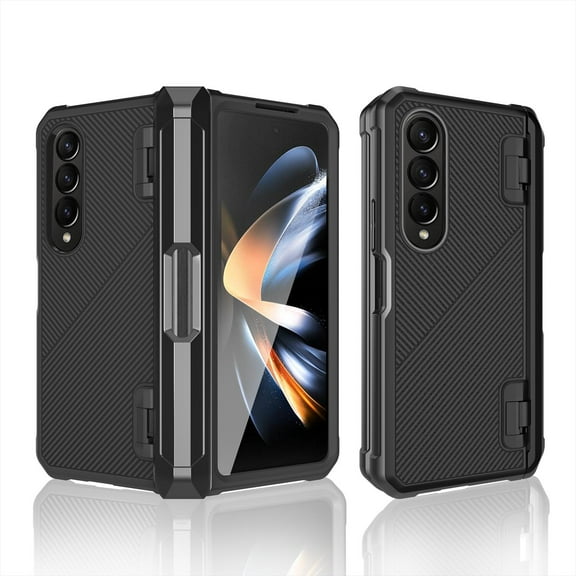 Dteck for Samsung Galaxy Z Fold 4 Case Hinge Protection with Built-in Screen Protector Heavy Duty Shockproof Rugged Case with S Pen Slot,Black