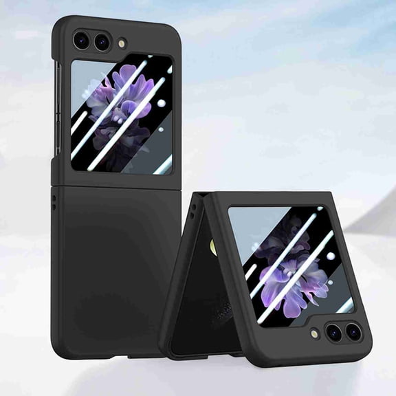 Dteck for Samsung Galaxy z Flip 5 case with Built in Small Screen Protector, Shockproof Slim Hard Matte Cover for Galaxy z Flip 5 5G, Black