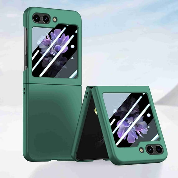 Dteck for Samsung Galaxy z Flip 5 case with Built in Small Screen Protector, Shockproof Slim Hard Matte Cover for Galaxy z Flip 5 5G, Green