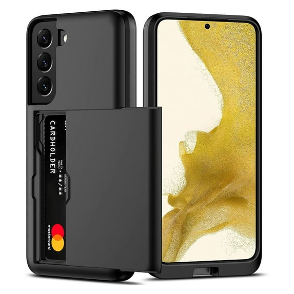 Dteck for Samsung S24 Plus Case with Card Holder Dual Layer Heavy Duty Protective Case Hidden Card Slot Slim Wallet Case for Samsung S24 Plus,Black