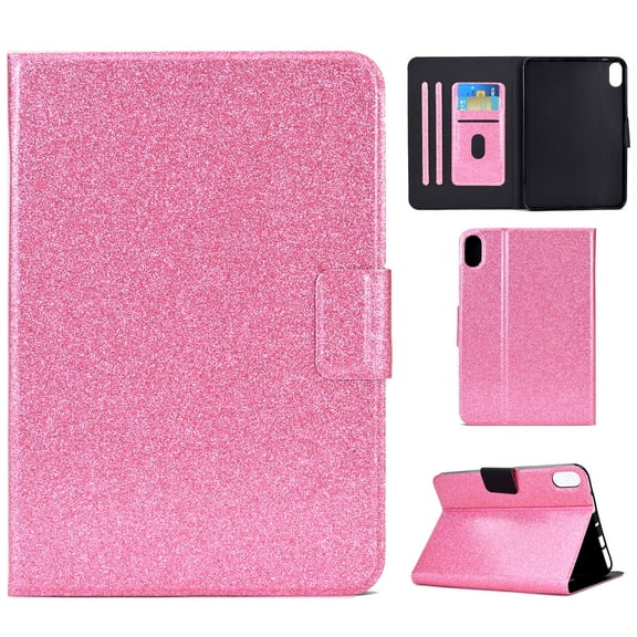 Dteck for iPad 10th Gen 10.9" 2022 Case, Glitter Sparkly Folio Folding Stand Smart Auto Wake/Sleep Faux Leather Protective Case with Pen Holder,Pink