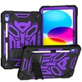 thumbnail image 1 of Dteck for iPad 10th Gen 10.9 inch 2022, Heavy Duty Shockproof Rugged Shoulder Strap Foldable Kickstand Cover with Pencil Holder, Black+Purple, 1 of 7
