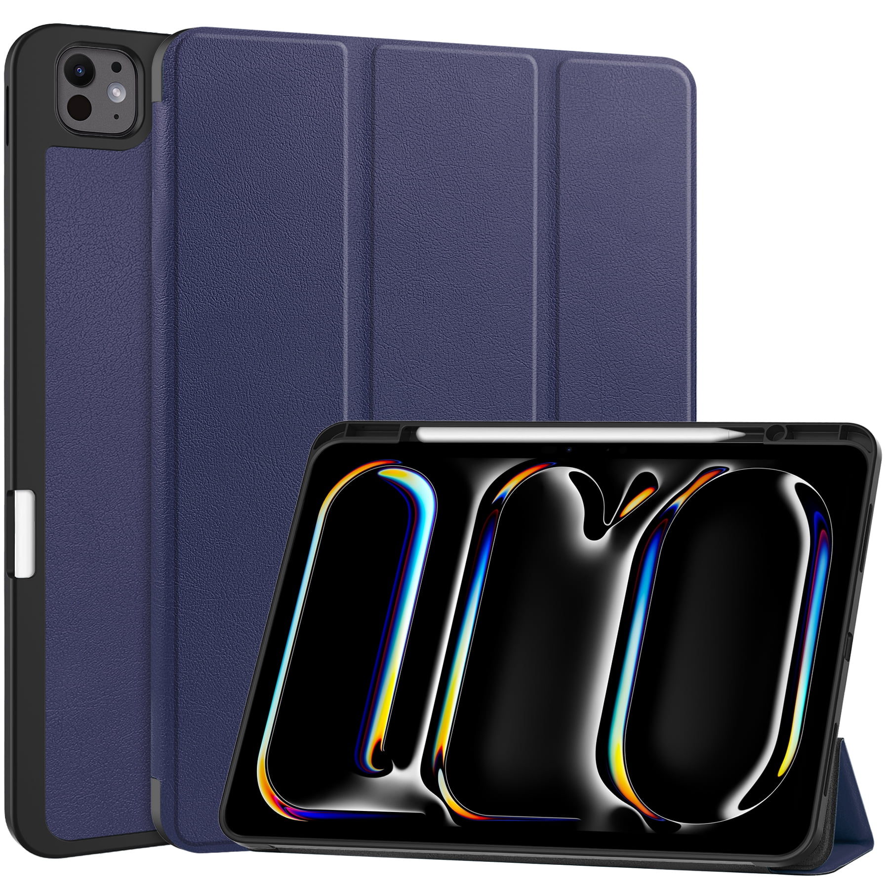 Dteck for iPad Pro 13 Inch 2024 Case with Pencil Holder, Slim Trifold Stand Case for iPad Pro 13" (M4) 2024,Deep Blue