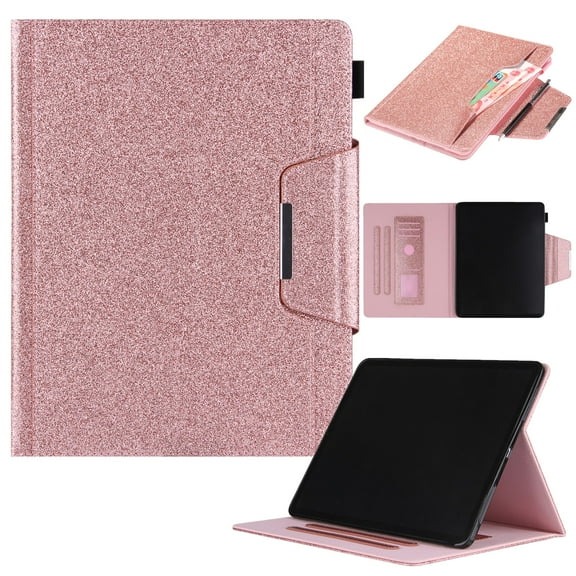 Dteck for iPad Pro 13 Inch (M4) Case 2024, Front Pocket PU Leather Folio Cover with Auto Sleep/Wake for iPad Pro 13 in Case 2024,Glitter Rosegold