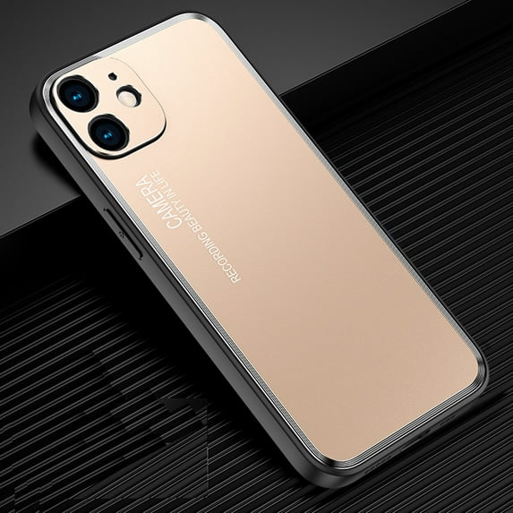 Dteck for iPhone 11 Case Aluminum Alloy Backplane TPU Shockproof Bumper Protective Case with Metal Camera Protector for iPhone 11, Gold