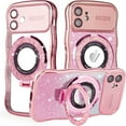 thumbnail image 1 of Dteck for iPhone 11 Case with Camera Lens Protector, Love Heart with Rotating Ring Holder Stand Sparkly Phone Case for iPhone 11,Pink, 1 of 6