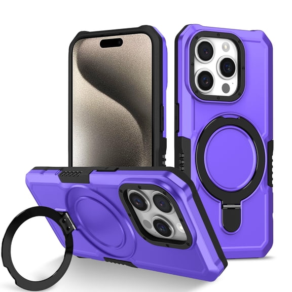 Dteck for iPhone 11 Case with Invisible Built in Stand & Ring Holder,Military Grade Drop Protection Shockproof Hybrid Case for iPhone 11,Purple