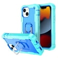 thumbnail image 1 of Dteck for iPhone 11 Case with Ring Holder Kickstand, Heavy Duty Full Body Shockproof Hybrid Bumper Silicone Hard Back Cover for iPhone 11,Mint+Blue, 1 of 5
