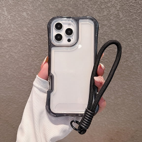 Dteck for iPhone 11 Clear Case, Heavy Duty Drop Protection Rugged Shockproof 3-Layer Military Protective Tough Strap Durable Cover,Black