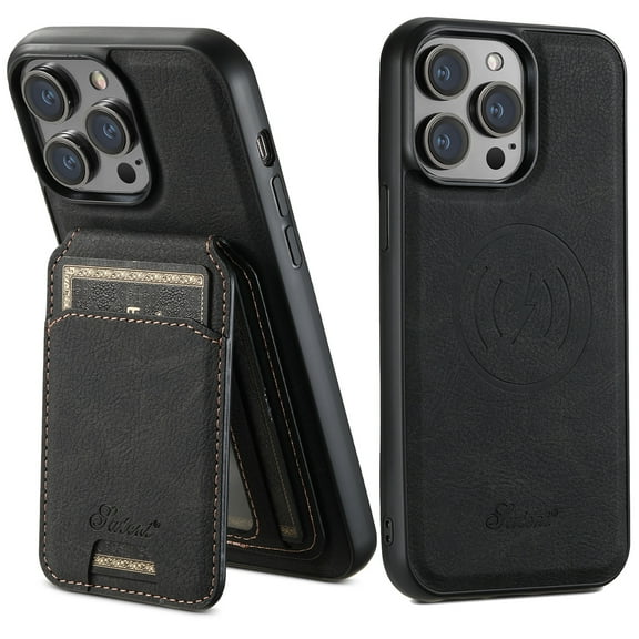 Dteck for iPhone 12 Case / iPhone 12 Pro Case Compatible with MagSafe, Magnetic Phone Cover with Detachable Card Wallt for Women Men,Black