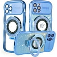 thumbnail image 1 of Dteck for iPhone 12 Pro Max Case with Camera Lens Protector, Love Heart with Rotating Ring Holder Stand Sparkly Phone Case for iPhone 12 Pro Max,Blue, 1 of 6