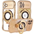 thumbnail image 1 of Dteck for iPhone 12 Pro Max Case with Camera Lens Protector, Love Heart with Rotating Ring Holder Stand Sparkly Phone Case for iPhone 12 Pro Max,Gold, 1 of 6