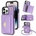 thumbnail image 1 of Dteck for iPhone 12 Pro Max Wallet Case with Crossbody Lanyard, PU Leather Card Holder Purse Shockproof Phone Cover for iPhone 12 Pro Max,Purple, 1 of 1