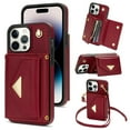 thumbnail image 1 of Dteck for iPhone 12 Pro Max Wallet Case with Crossbody Lanyard, PU Leather Card Holder Purse Shockproof Phone Cover for iPhone 12 Pro Max,Red, 1 of 5