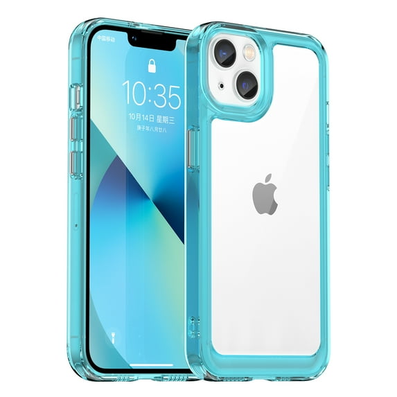 Dteck for iPhone 13 Case, Slim Lightweight Anti-Scratch Clear Back Shockproof Hard Bumper Transparent Cover for Apple iPhone 13 6.1" 2021, Skyblue