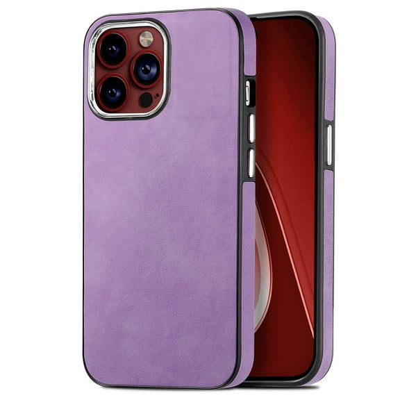 Dteck for iPhone 13 Case, Slim Skin-Friendly PU Leather with Anti-Scratch Microfiber Lining Protective Back Cover,Purple