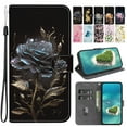 thumbnail image 1 of Dteck for iPhone 13 Case Wallet with Card Holder and Wrist Strap Fashionable Cute Designs Flip Phone Cover for iPhone 13,Black Rose, 1 of 1