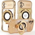 thumbnail image 1 of Dteck for iPhone 13 Case with Camera Lens Protector, Love Heart with Rotating Ring Holder Stand Sparkly Phone Case for iPhone 13,Gold, 1 of 6