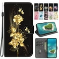 thumbnail image 1 of Dteck for iPhone 13 Pro Case Wallet with Card Holder and Wrist Strap Fashionable Cute Designs Flip Phone Cover for iPhone 13 Pro,Gold Rose, 1 of 7