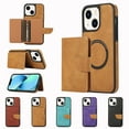 thumbnail image 1 of Dteck for iPhone 13 Wallet Case, Compatible with MagSafe, 2 in 1 Magnetic Detachable PU Leather Card Pocket Wallet iPhone 13 Case for Women Men,Brown, 1 of 8