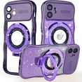 thumbnail image 1 of Dteck for iPhone 14 Case with Camera Lens Protector, Love Heart with Rotating Ring Holder Stand Sparkly Phone Case for iPhone 14,Purple, 1 of 5