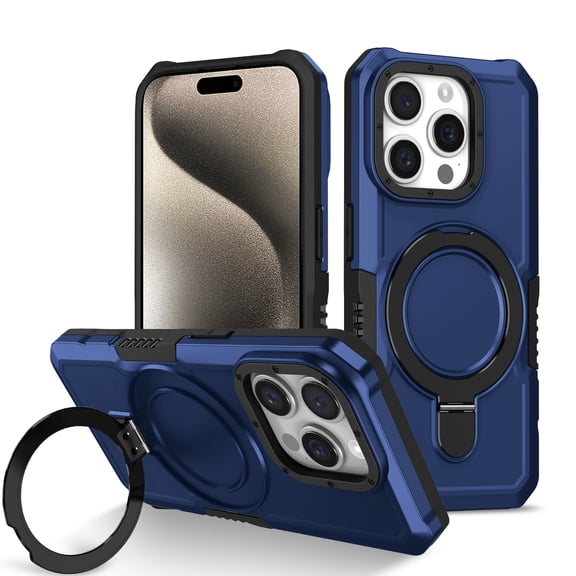 Dteck for iPhone 14 Case with Invisible Built in Stand & Ring Holder,Military Grade Drop Protection Shockproof Hybrid Case for iPhone 14,Blue