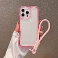 thumbnail image 1 of Dteck for iPhone 14 Clear Case, Heavy Duty Drop Protection Rugged Shockproof 3-Layer Military Protective Tough Strap Durable Cover,Pink, 1 of 10