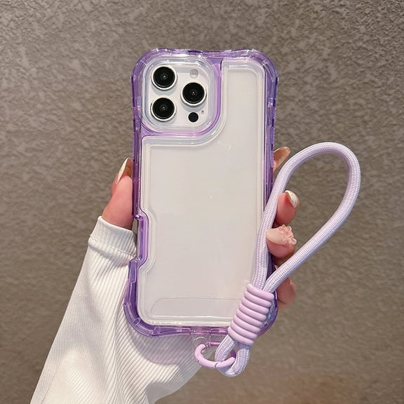 Dteck for iPhone 14 Pro Clear Case, Heavy Duty Drop Protection Rugged Shockproof 3-Layer Military Protective Tough Strap Durable Cover,Purple