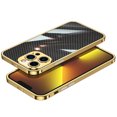 thumbnail image 1 of Dteck for iPhone 14 Pro Max Case Back Carbon Fiber Ultra Thin Shockproof Protection Metal Bumper with Camera Lens Protector, Gold, 1 of 8