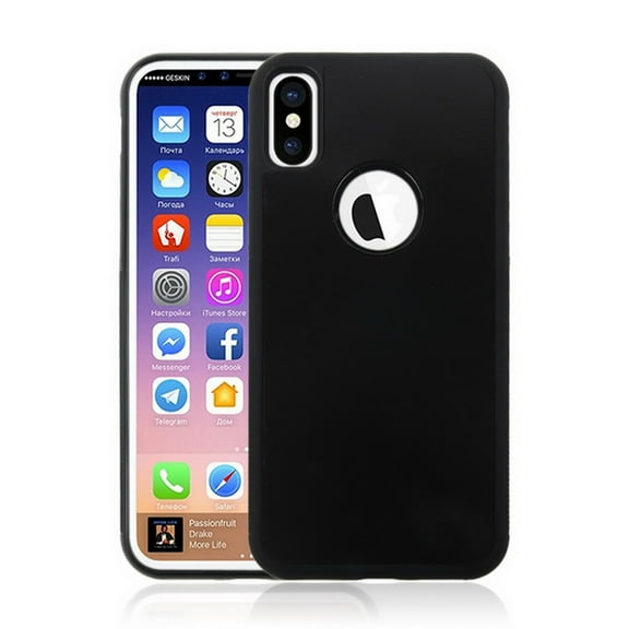 Dteck for iPhone 14 Pro Slim Back Case, Shockproof TPU Frame Nano Suction Adsorbed Anti Gravity Protective Phone Case Cover, black