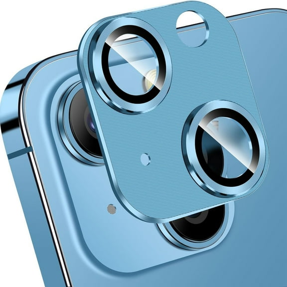 Dteck for iPhone 15 Camera Lens Protector, Case-Friendly Strong Adsorption Metal Tempered Glass Rear Camera Protector,Blue