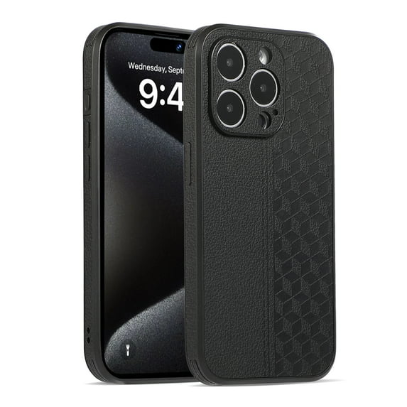Dteck for iPhone 15 Case,Slim Leather Case TPU Shockproof Back Cover for iPhone 15,Black