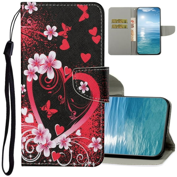 Dteck for iPhone 15 Case Wallet with Card Holder, Cute Pattern Folio Flip PU Leather Wallet Case for Women Men, Love