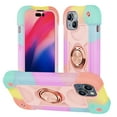 thumbnail image 1 of Dteck for iPhone 15 Case with Double Ring Stand, Heavy-Duty Military Grade Shockproof Phone Cover for iPhone 15,Colorful Rosegold, 1 of 6