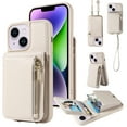 thumbnail image 1 of Dteck for iPhone 15 Case with RFID Blocking Card Holder, iPhone 15 Crossbody Wallet Case Shockproof Purse PU Leather Protective Back Cover,White, 1 of 9