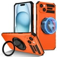 thumbnail image 1 of Dteck for iPhone 15 Case with Rotating Ring Stand, Compatible with MagSafe, Heavy Duty Magnetic Phone Case for iPhone 15,Orange, 1 of 8